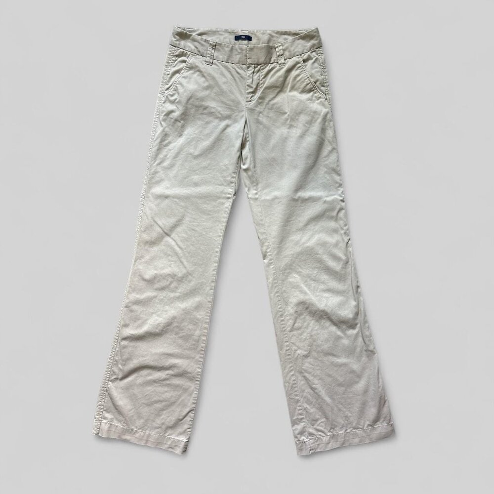 Gap Pants Womens 2 Long Beige Stretch Casual Trouser Flare Chino Corpcore Office